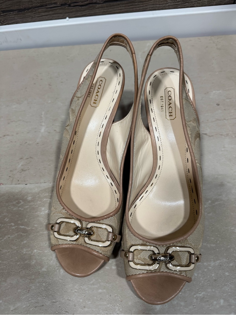 Coach "Cynthia" Signature Slingback Wedge Sandals
